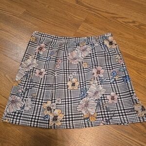 SHEIN Multicolor Floral Checkered Mini Skirt